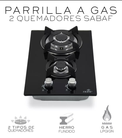 Parrilla negra a gas 2 quemadores