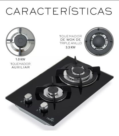 Parrilla negra a gas 2 quemadores