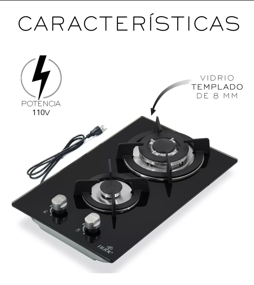 Parrilla negra a gas 2 quemadores