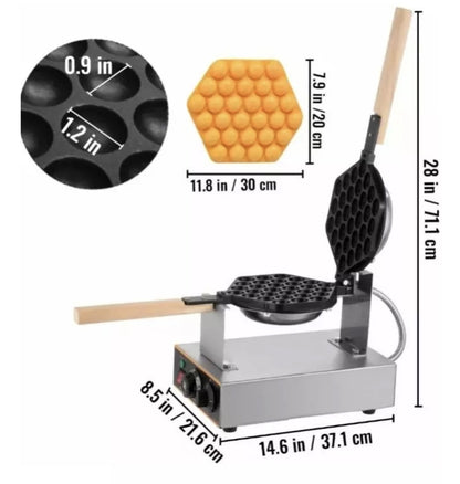 Maquina para bubble waffles 1400w