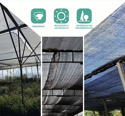 Malla sombra raschel negro 70% sombra 4x15m para INVERNADERO