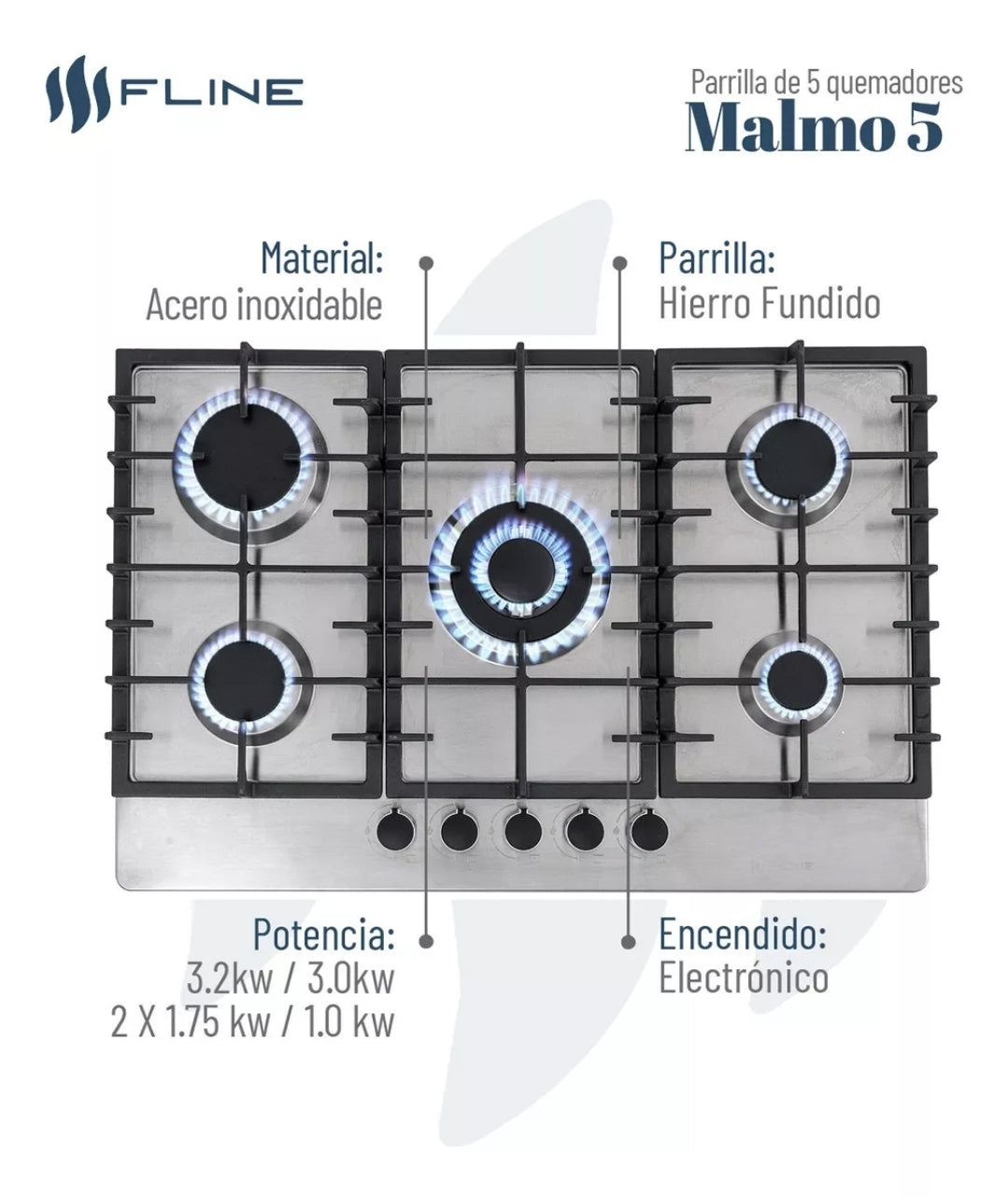 Parrilla empotrable 5 quemadores  FLINE | MALMO 5 |