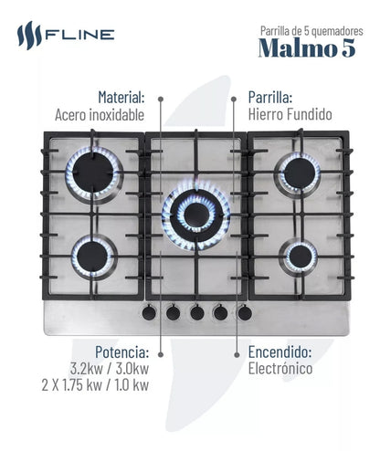 Parrilla empotrable 5 quemadores  FLINE | MALMO 5 |