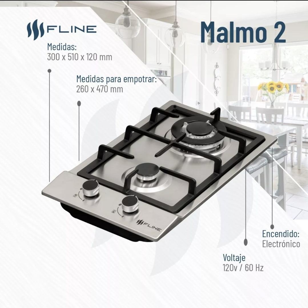 Parrilla empotrable 2 quemadores FLINE | MALMO 2 |