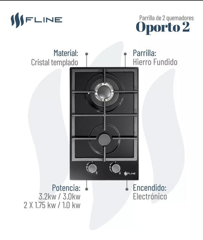 Parrilla empotrable 2 quemadores  FLINE | OPORTO 2 |
