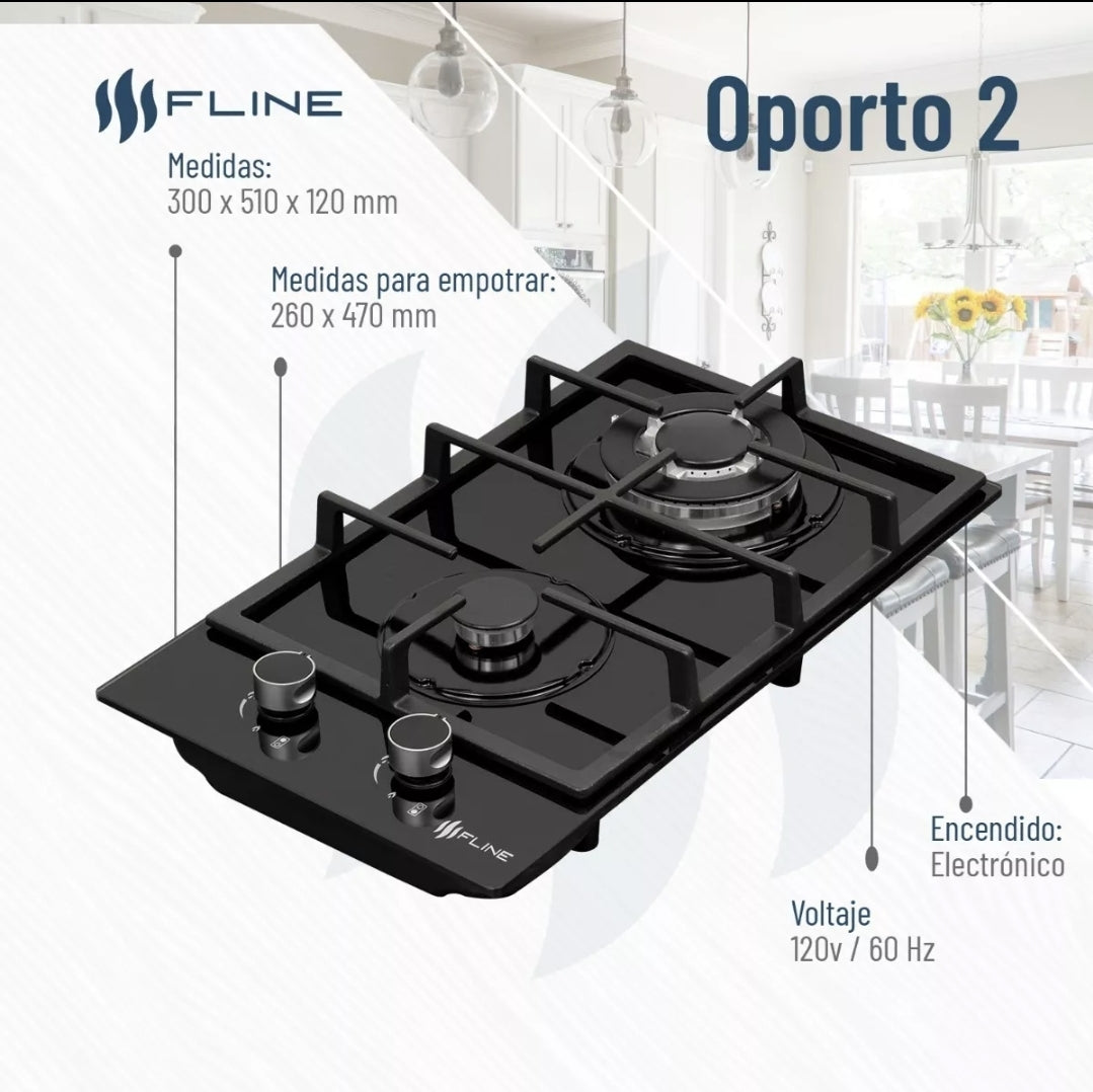 Parrilla empotrable 2 quemadores  FLINE | OPORTO 2 |