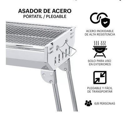 Asador de carbón portátil plegable