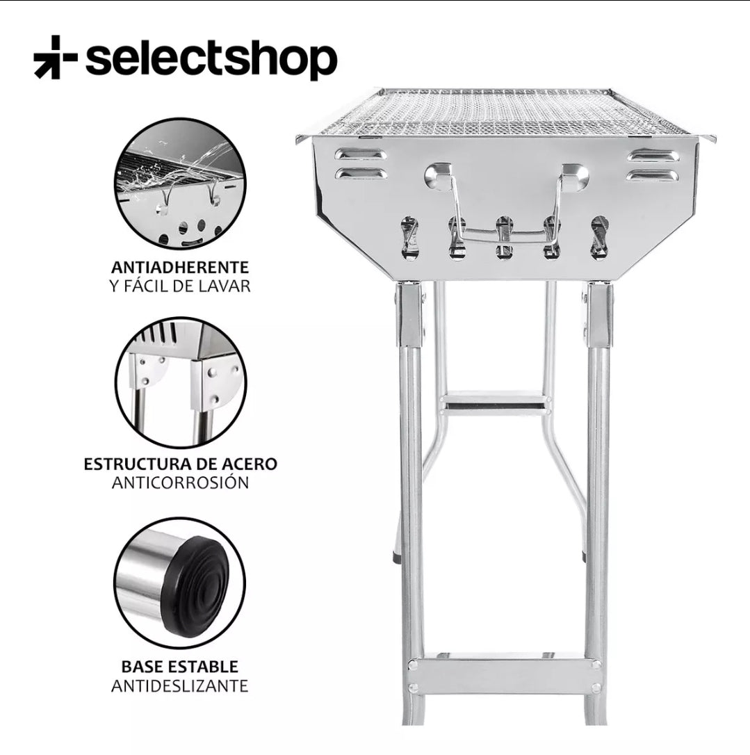Asador de carbón portátil plegable