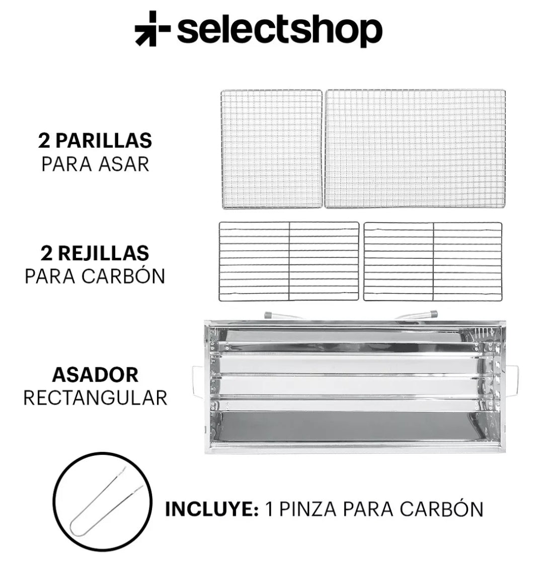 Asador de carbón portátil plegable
