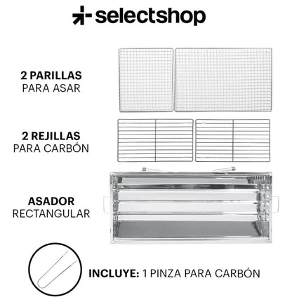 Asador de carbón portátil plegable