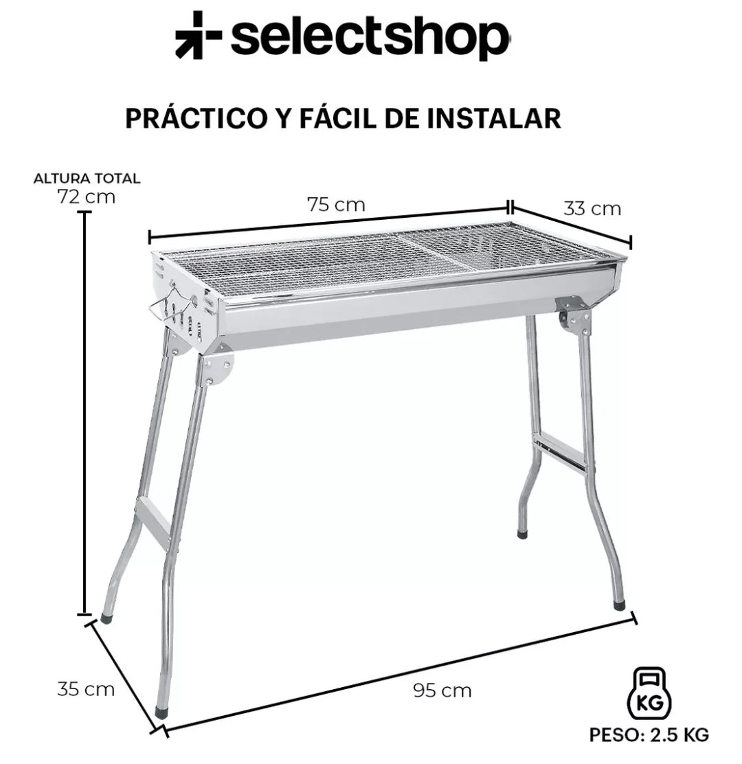 Asador de carbón portátil plegable