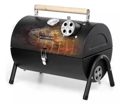 Mini asador portátil con termómetro y chimenea