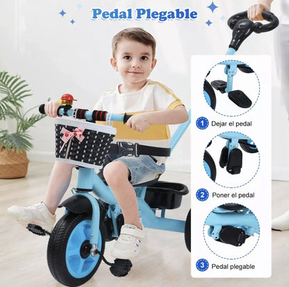 Triciclo con cajuela y barra de empuje 50kg