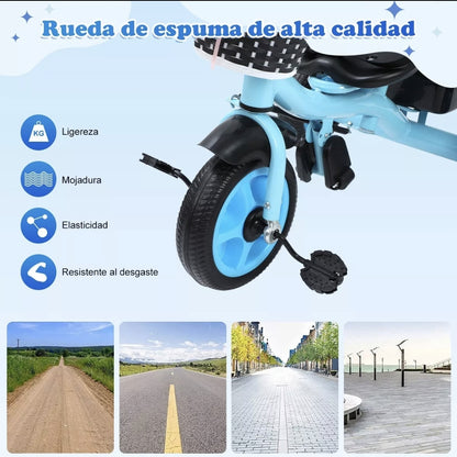 Triciclo con cajuela y barra de empuje 50kg