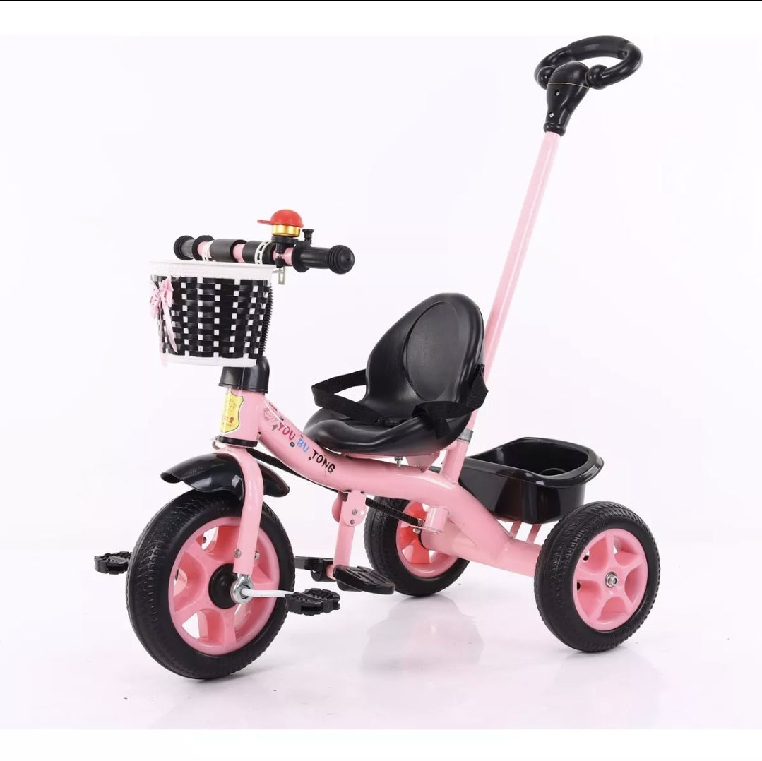 Triciclo con cajuela y barra de empuje 50kg