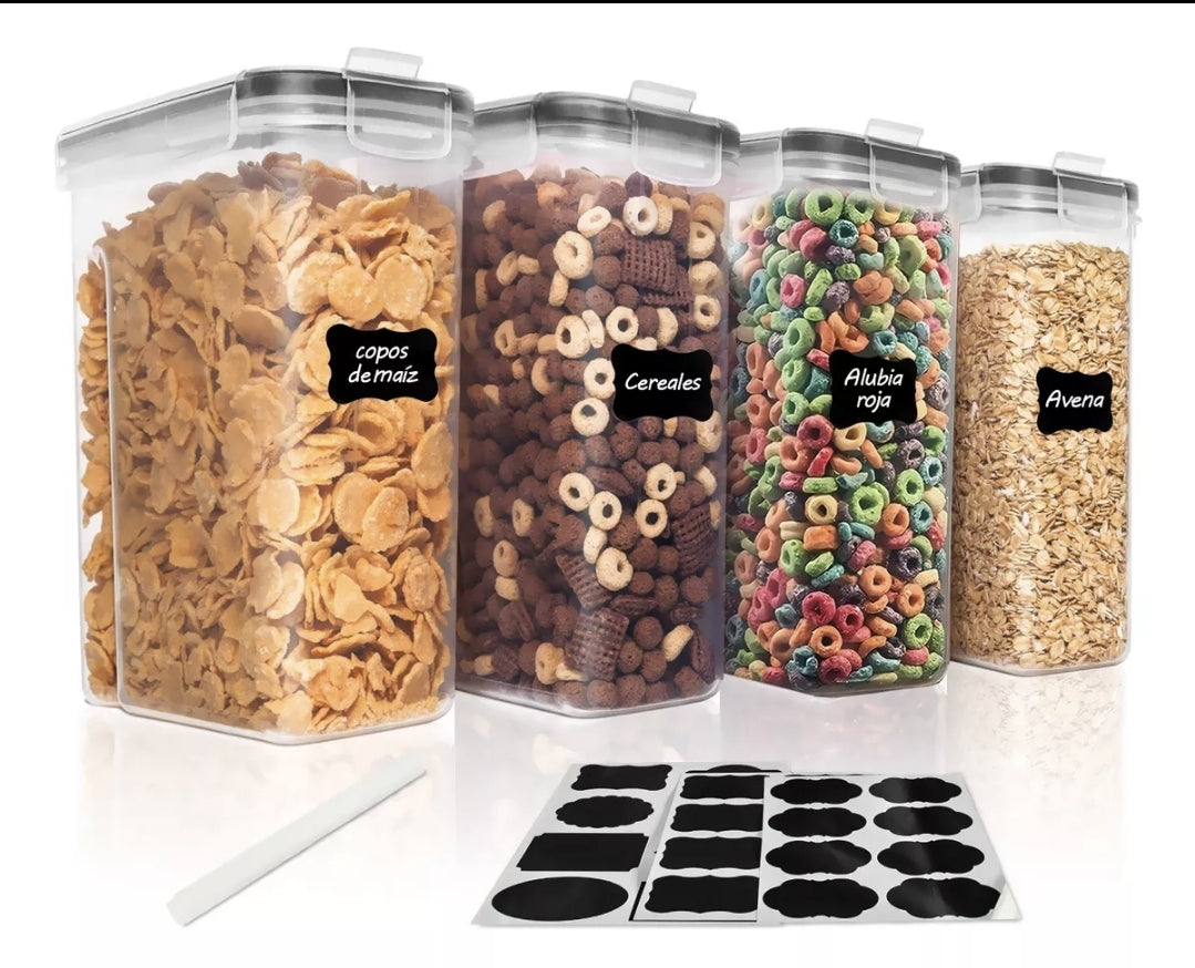 8 contenedores herméticos para cereales capacidad 2.5L