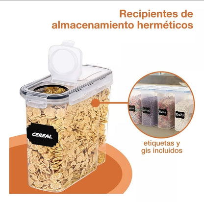 8 contenedores herméticos para cereales capacidad 2.5L