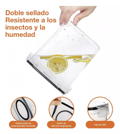 8 contenedores herméticos para cereales capacidad 2.5L