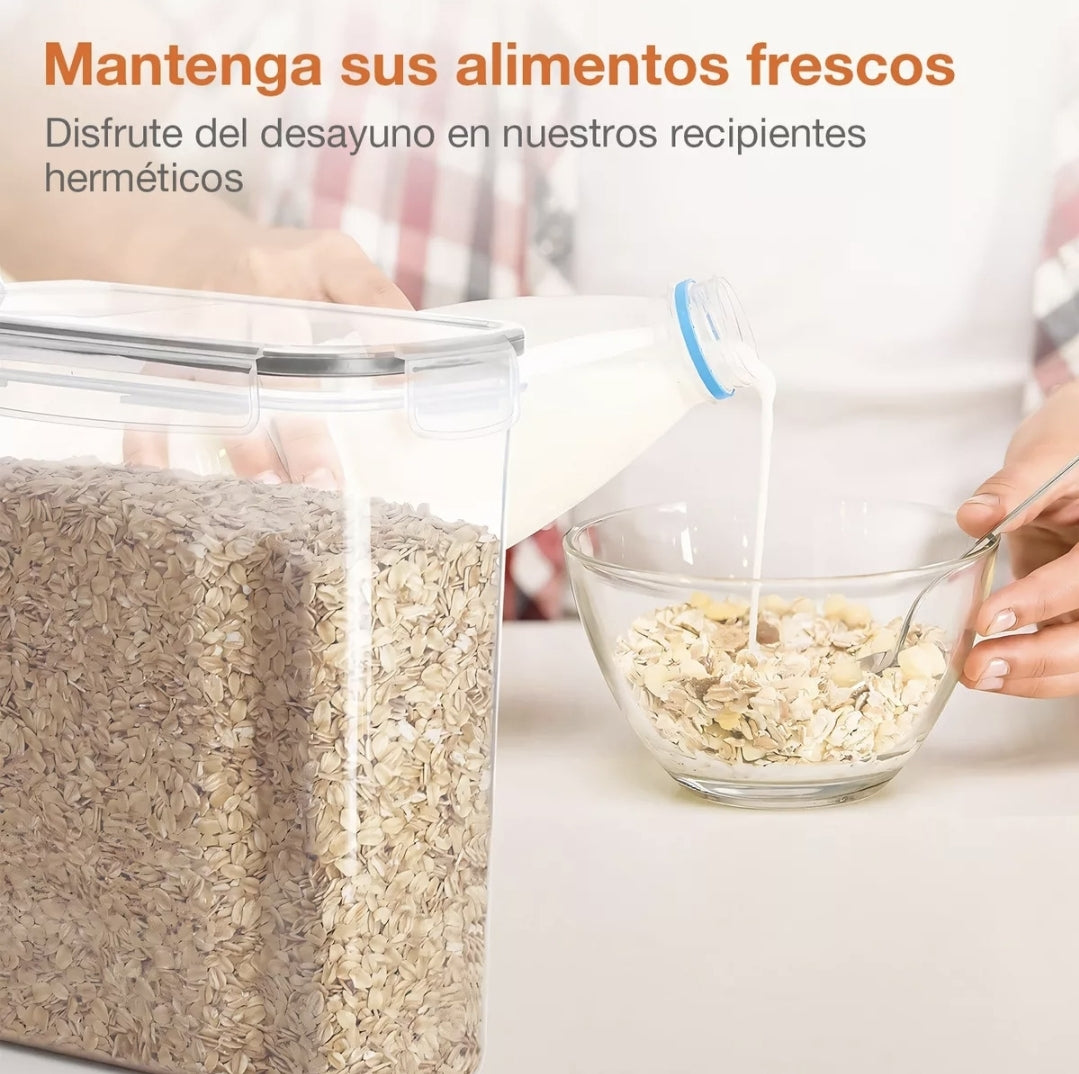 8 contenedores herméticos para cereales capacidad 2.5L