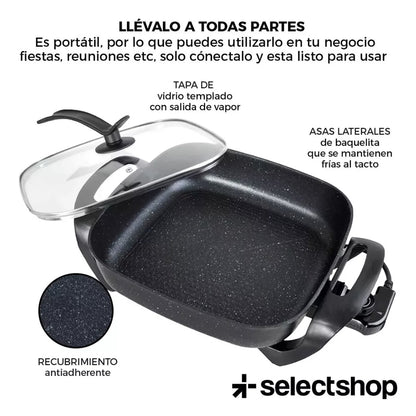 Sartén eléctrico antihaderente 6L con termostato