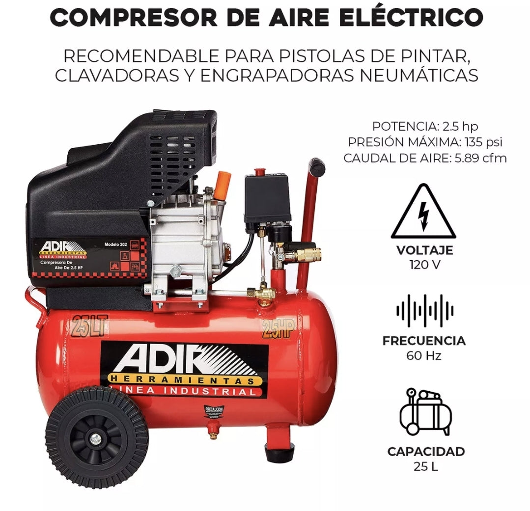 Compresor eléctrico lubricado 2.5Hp 25L