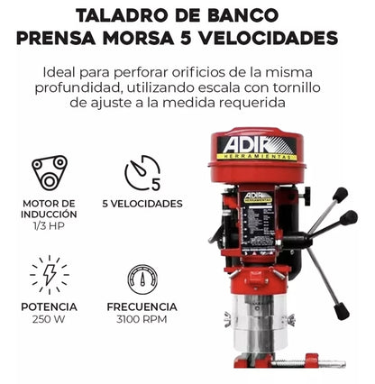 Taladro de banco 250w 5 velocidades