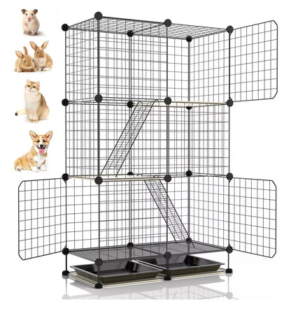Corral para mascotas 3 pisos con puerta 120x75x39cm