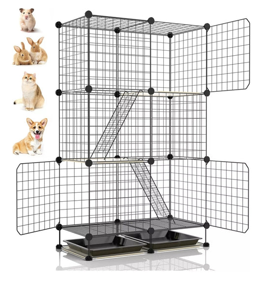 Corral para mascotas 3 pisos con puerta 120x75x39cm