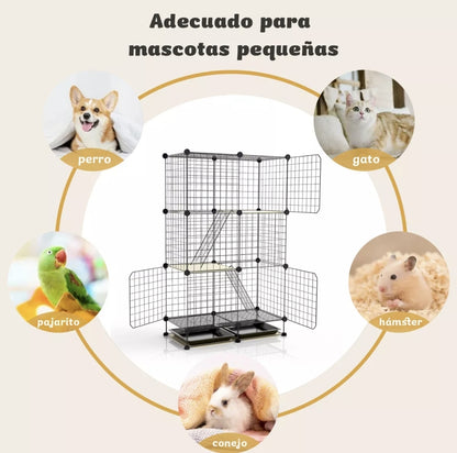 Corral para mascotas 3 pisos con puerta 120x75x39cm