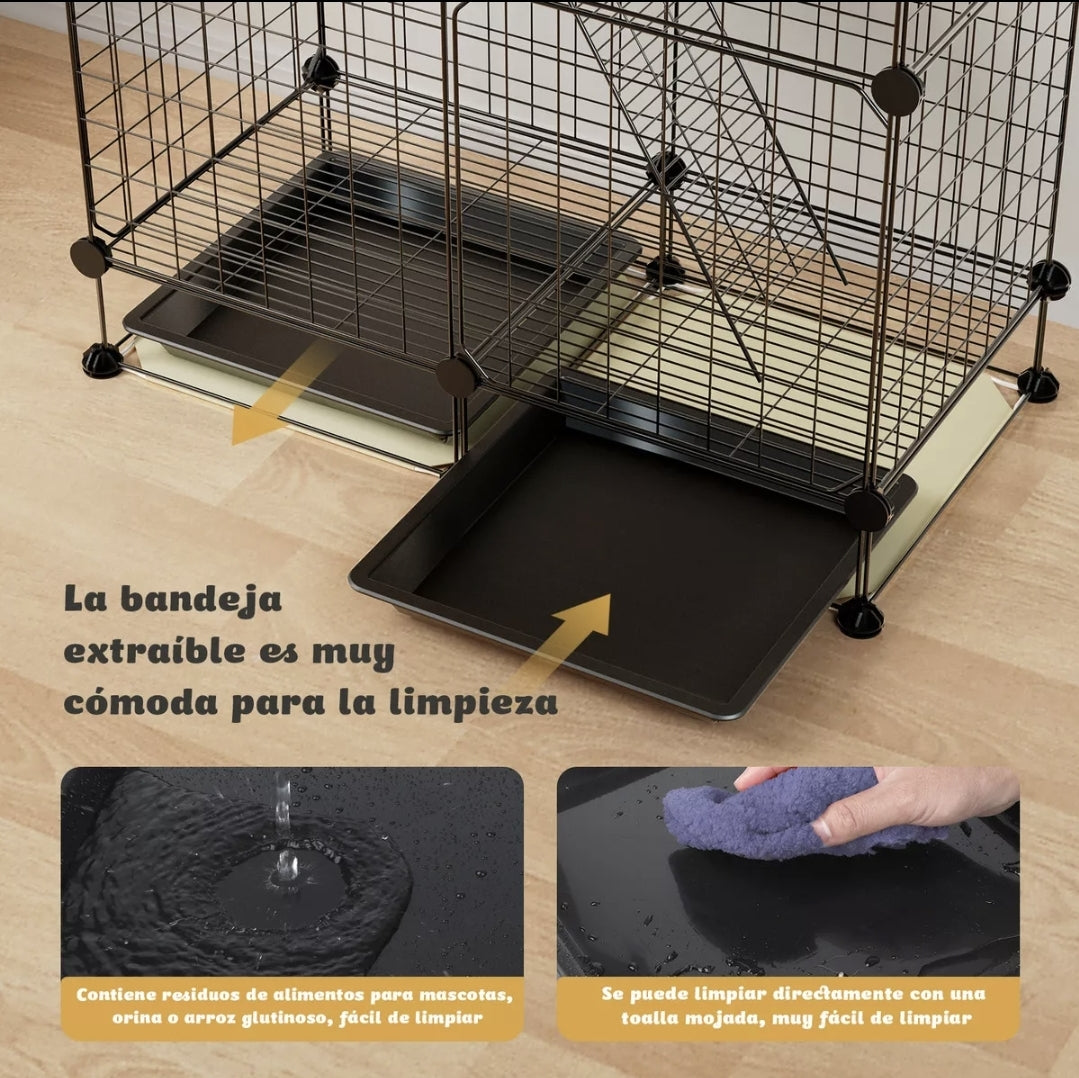 Corral para mascotas 3 pisos con puerta 120x75x39cm
