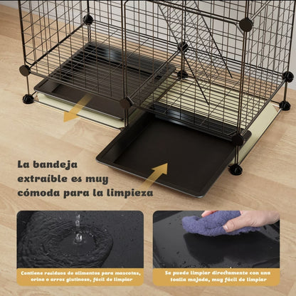 Corral para mascotas 3 pisos con puerta 120x75x39cm