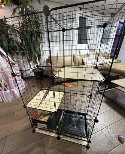 Corral para mascotas 3 pisos con puerta 120x75x39cm