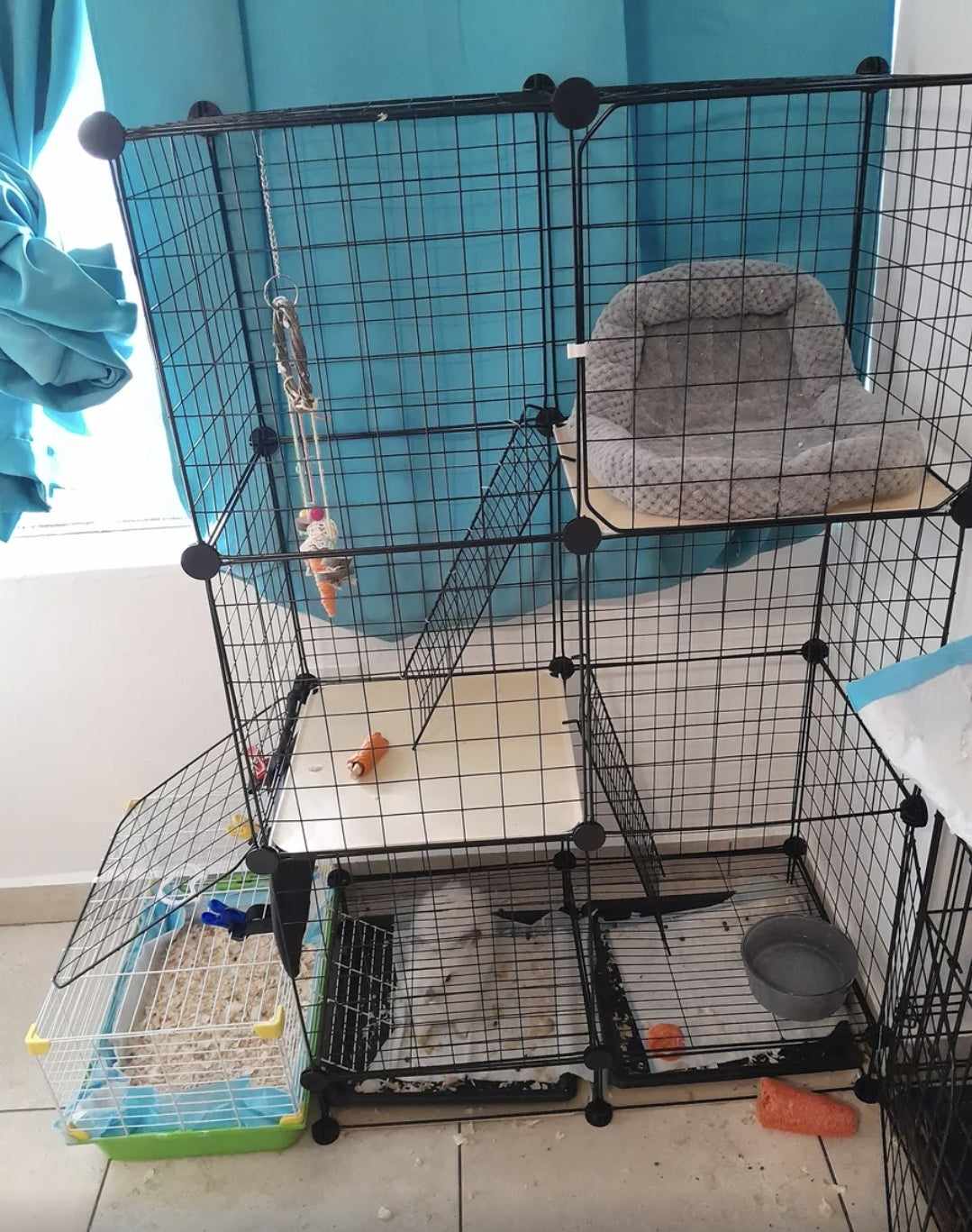 Corral para mascotas 3 pisos con puerta 120x75x39cm