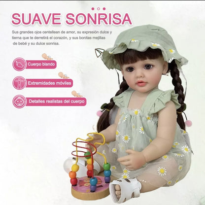 Bebé TIPO Reborn Silicona Pelo largo 55cm