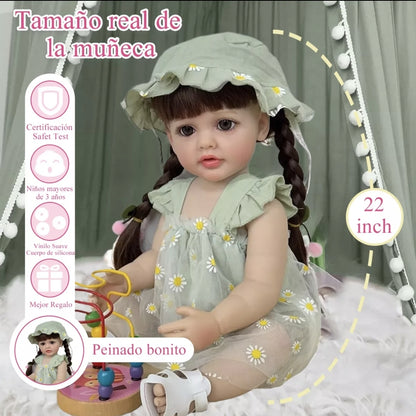 Bebé TIPO Reborn Silicona Pelo largo 55cm