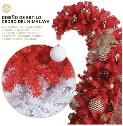 Árbol de Navidad con punta flexible y esfera escarchada 1.80m y 1100 puntas