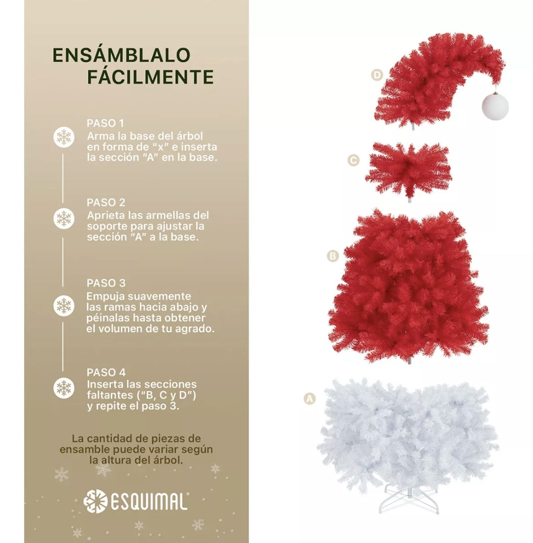 Árbol de Navidad con punta flexible y esfera escarchada 1.80m y 1100 puntas