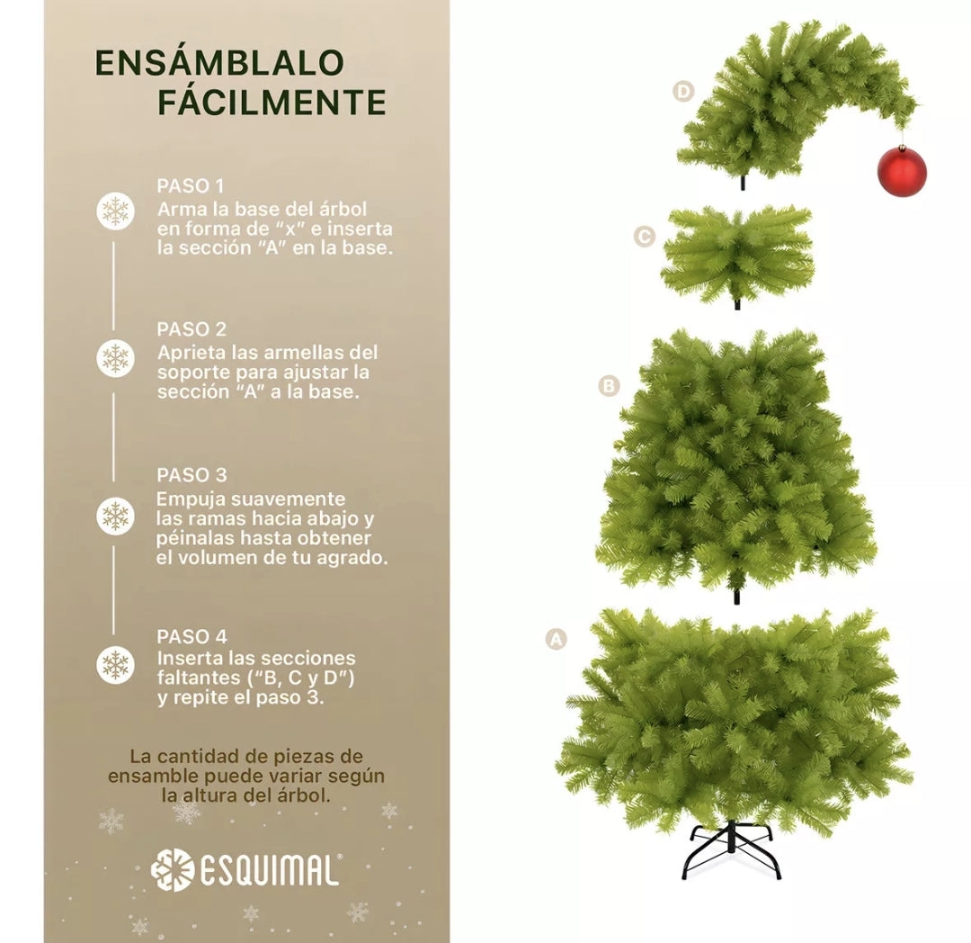 Árbol de Navidad punta flexible Verde + Esferas