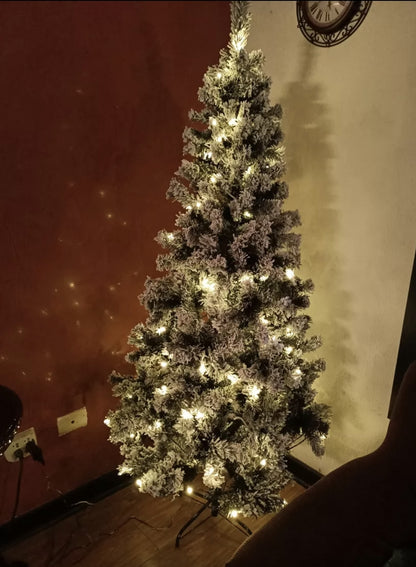 Árbol de Navidad Nevado 180cm 600 ramas  con luz Led