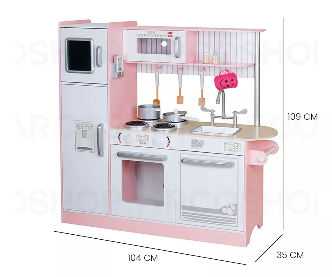 Cocinita de madera rosa 104x35x109cm