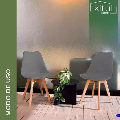 Set 2 sillas de comedor Tulip Minimalistas Acolchadas