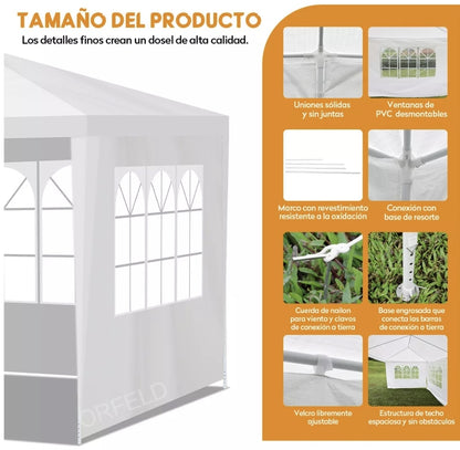 Toldo carpa 6x3m para jardín