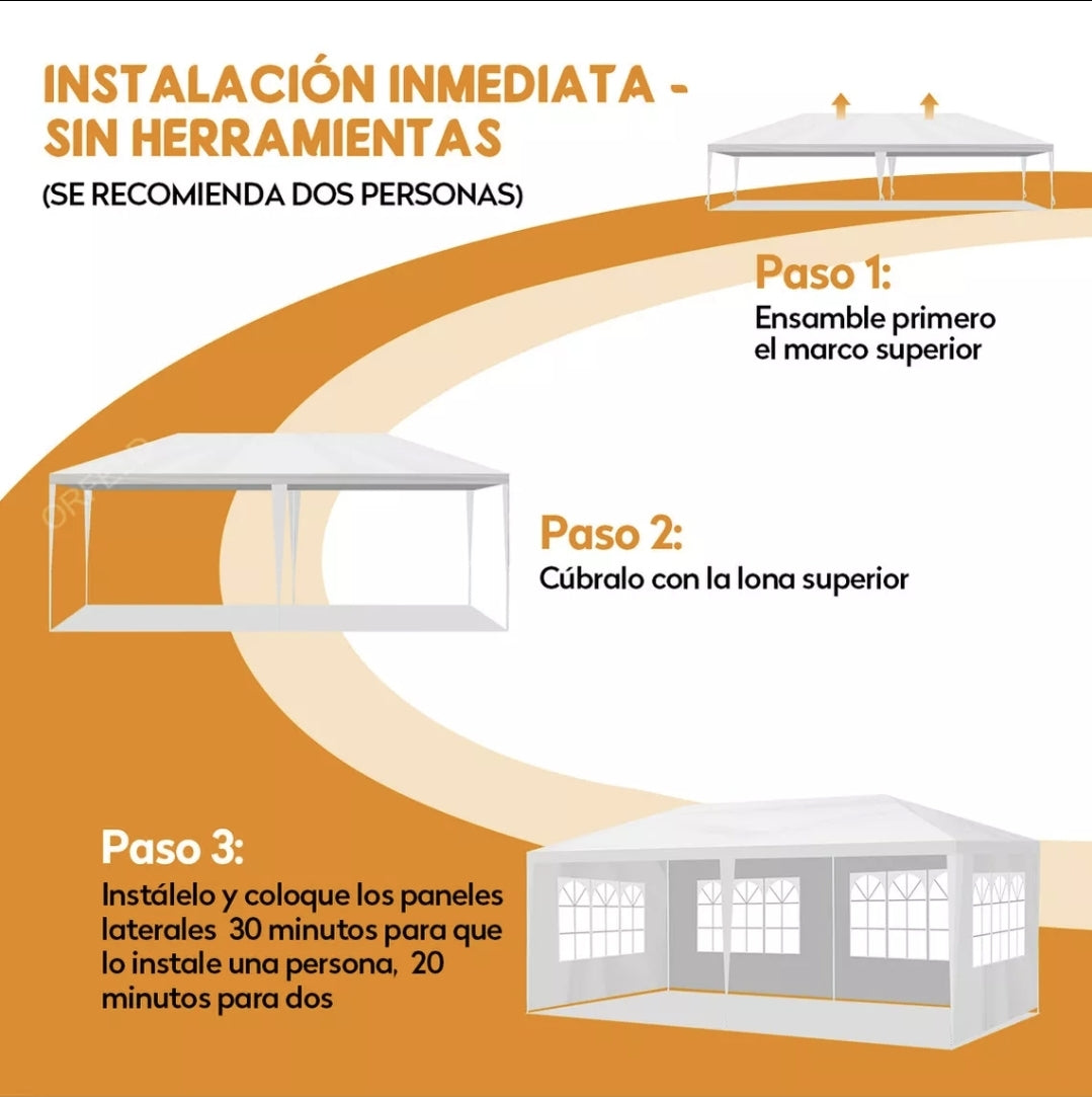 Toldo carpa 6x3m para jardín