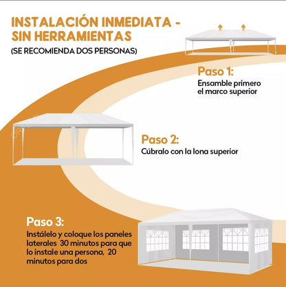 Toldo carpa 6x3m para jardín