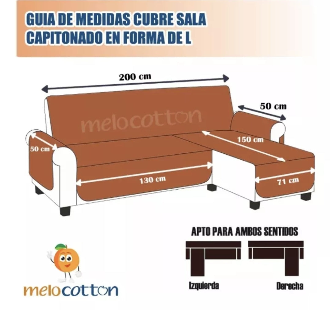 Protector cubre sala tipo L Reversible
