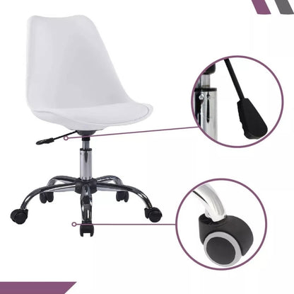 Silla eames ejecutiva con asiento  acochado y rueditas
