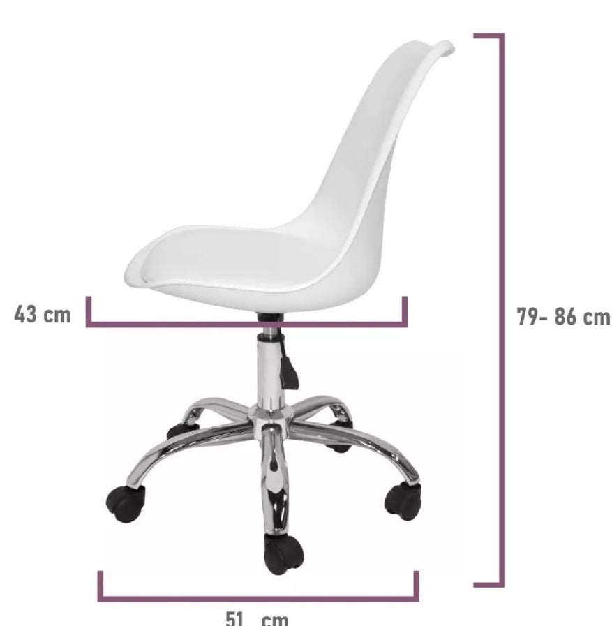 Silla eames ejecutiva con asiento  acochado y rueditas