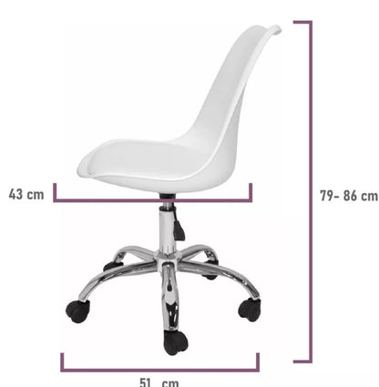 Silla eames ejecutiva con asiento  acochado y rueditas