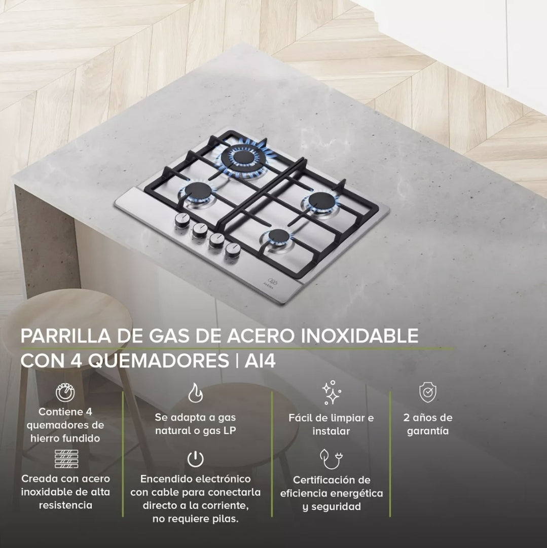 Parrilla Avera a gas 4 quemadores