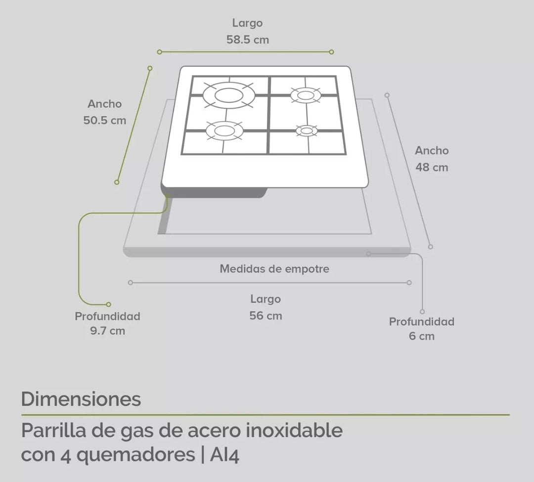 Parrilla Avera a gas 4 quemadores